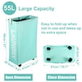 thumbnail image 2 of Unique Bargains Laundry Basket with Wheels 27" Tall Rolling Laundry Basket with Handle for Corner Dorm Green, 2 of 7