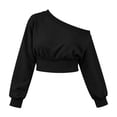 thumbnail image 6 of Women Sweatshirt Top Baeitkot Women Winter Casual Sports Style Sloping Shoulder Long Sleeved Sweatshirt Pullover Top Black XXL, 6 of 6