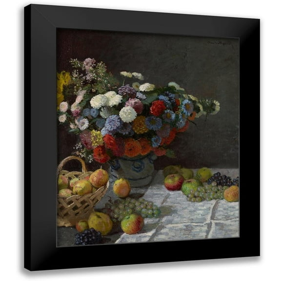 Monet, Claude 12x14 Black Modern Framed Museum Art Print Titled - Still Life with Flowers and Fruit