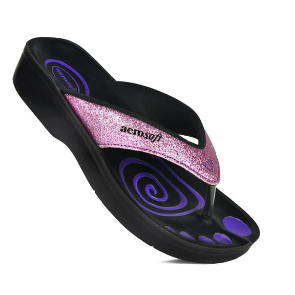 Aerosoft Glitter Thong Beach Summer Arch Support Flip Flops for Women