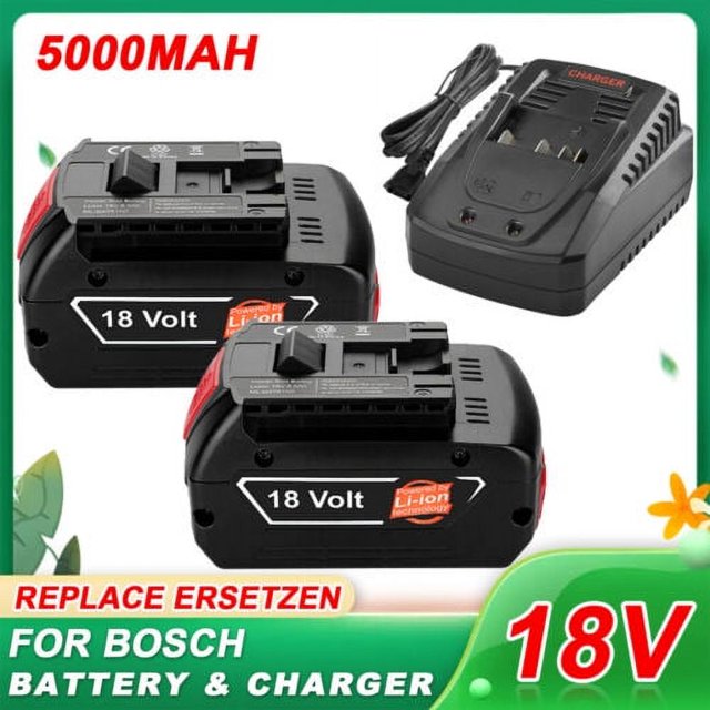 2XBattery+Charger For Bosch 18V Li-ion 5.0AH BAT609 BAT618 BAT610G BAT619 BAT620