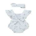 thumbnail image 3 of Ensemble d'Été pour Enfants : Cache-Couche à Col à Manches Volantées à Imprimé Floral + Bandeau, 3 of 9