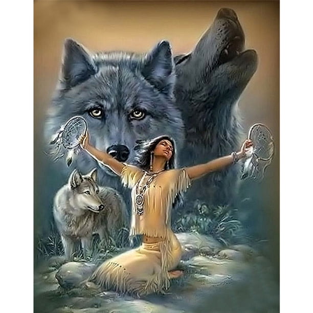 Diamante 5D DIY mujer lobo completo redondo taladro mosaico arte imagen de diamantes de imitación FLhrweasw Nuevo