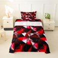 thumbnail image 2 of Castle Fairy Futuristic Cubes Triangle Facet Twin Sheets 3pcs,Minimalist Polygon Bedding,Scarlet Black Silver,1 Flat Sheet, 1 Fitted Sheet and 1 Pillowcase, 2 of 7