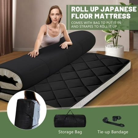 Slsy 4 Foldable Twin Firm Fabric Floor Mattress with Storage Bag