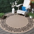 thumbnail image 2 of Safavieh Courtyard Ellie Oriental Indoor/Outdoor Area Rug, Sand/Black, 7'10" x 7'10" Round, 2 of 13