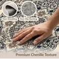 thumbnail image 6 of ODIKA 4'x6' Navy Beige Vintage Boho Distressed Scroll Border Orange Ornate Washable Area Rug None Stain Resistant, Low Pile, Easy Care for Dorm Room, Small Living, 6 of 7