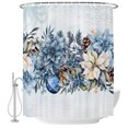 thumbnail image 2 of Shower Curtains for Bathroom, Blue Poinsettia Christmas Waterproof Fabric Shower Curtain, Xmas Botanical Balls Snowflake Decorative Bathroom Curtain for Bathtub, 36"x72", No Hooks Included, 2 of 9