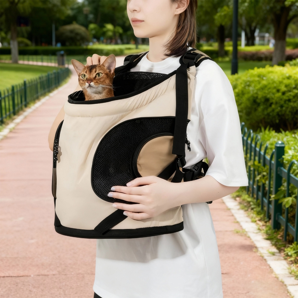 Adjustable Pet Chest Carrier for Hiking, Breathable Front Backpack with Secure Buckles for Cats Small Dogs