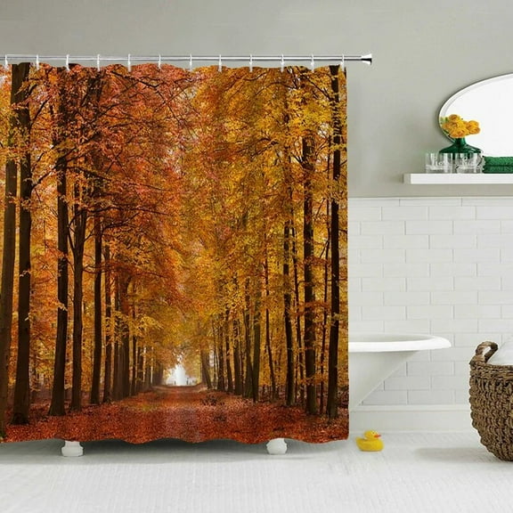 Natural Forest Tree Scenery Shower Curtain Bathroom Waterproof Polyester Fabric Bathroom Curtain 3d Printed Bath Screen Mat