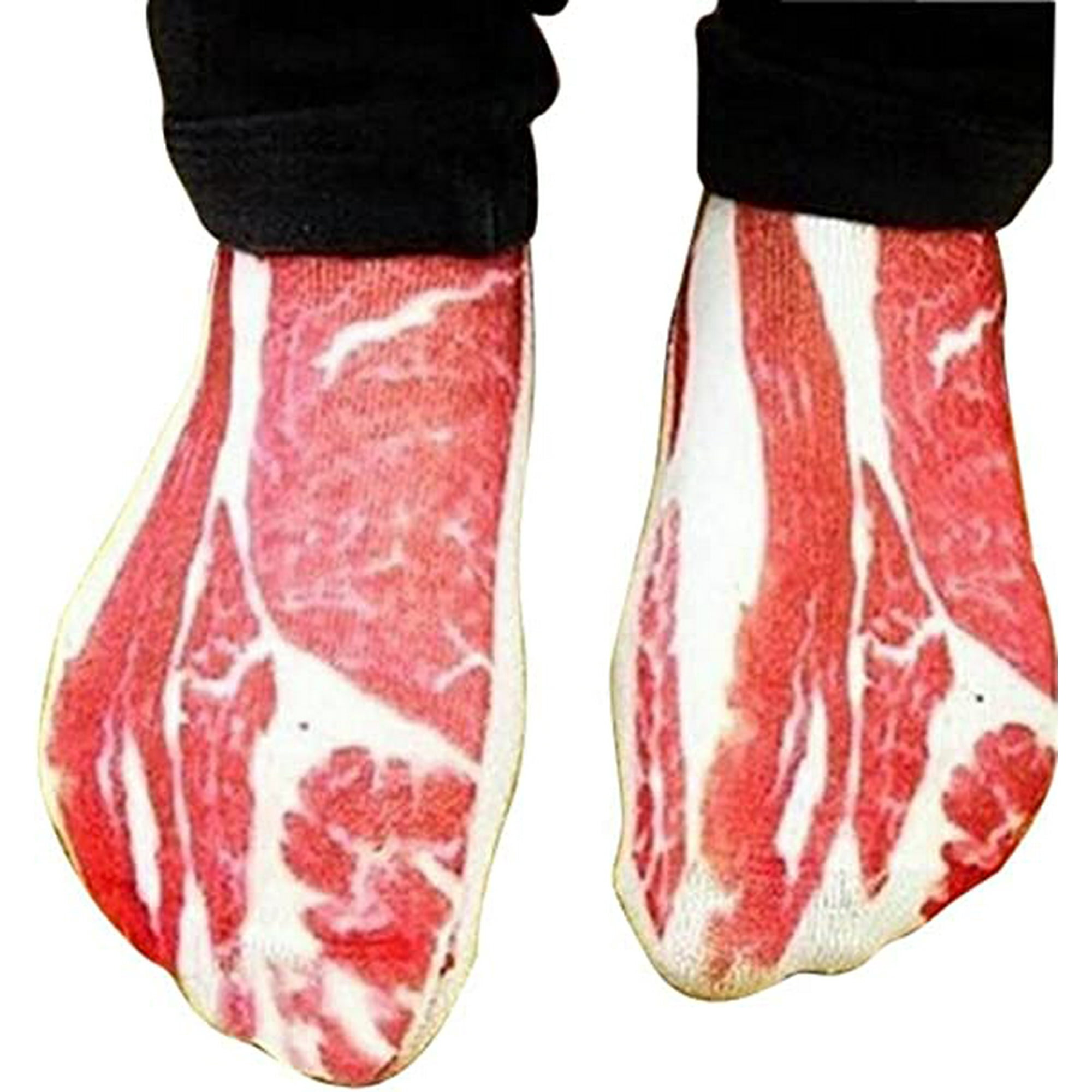 Yao 3d Impression Numerique Chaussettes de Viande 4 Paires de Porc de Boeuf Chaussette Courte Simulation Drole Chaussettes Unisexe pour les Hommes