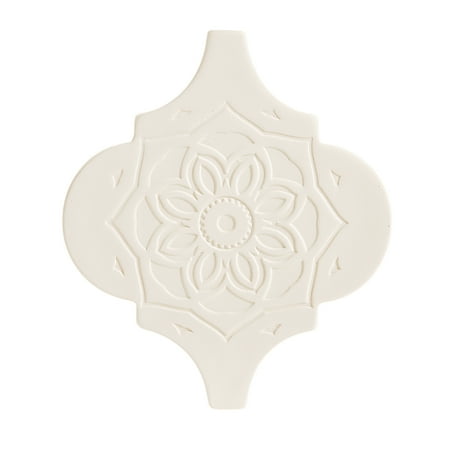 - Ceramic Floral Quatrefoil Plaque: 6.75 x 8 inches