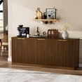 thumbnail image 4 of PORKISS Modern TV Cabinet for 75" TV, Wood Media Console Cabinet with Storage, Fluted Entertainment Center for Living Room, Walnut, 4 of 10