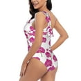 thumbnail image 5 of Yiaed Orchids Flowers Print Women One Piece Swimsuits Tummy Control One Shoulder Bathing Suits Pattern Ruffle Swimwear-Small, 5 of 8