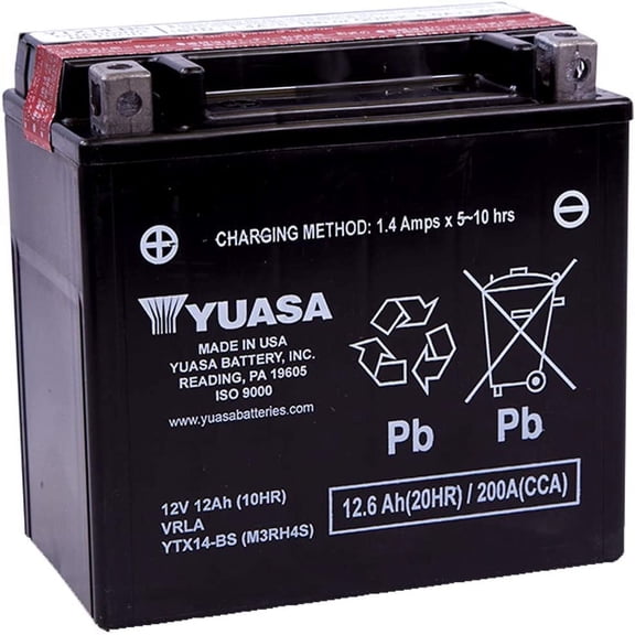 Yuasa YTX14-BS Maintenance Free Battery with Acid Pack