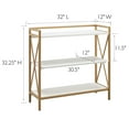 thumbnail image 3 of Leick Home Claudette Mixed Metal and Wood 3-Tier Bookshelf, White/Satin Gold, 3 of 16