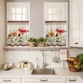 thumbnail image 3 of 3 Piece Kitchen Curtains and Valances Set Red Mushroom Cafe Curtains 36 Inch Length Vintage Pastoral Botanical Retro Art Valance & Tier Curtain for Living Room Bedroom Small Window 54"x18"+27"x36"*2, 3 of 6