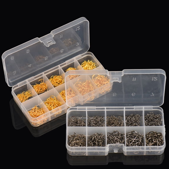 Happy Date 600Pcs Fishing Hooks Set High Carbon Steel Jig Bait Sharp Fish Hook for Saltwater Freshwater