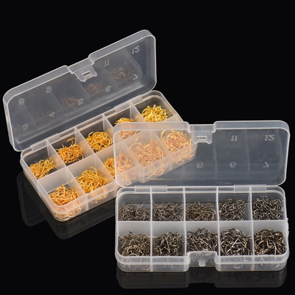 Happy Date 600Pcs Fishing Hooks Set High Carbon Steel Jig Bait Sharp Fish Hook for Saltwater Freshwater