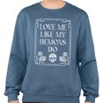 thumbnail image 2 of Love Me Like My Demons Do Sweatshirt Unisex Medium Indigo Blue, 2 of 5