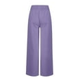 thumbnail image 4 of Clothing 2025 Women's Casual Pants Women Linen Palazzo Pants Wide Leg High Waist Summer Casual Boho Trousers Travel Vacation Outfits Women Blendingpants, 4 of 4