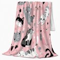thumbnail image 2 of Whimsical Cartoon Cats Pink Playful, Playful Pet Portrait Pattern, Warm Flannel Blanket for Living Room and Reading Nook, Cat Lovers Friendship Gift, Pet Lover Home Decor, 2 of 9