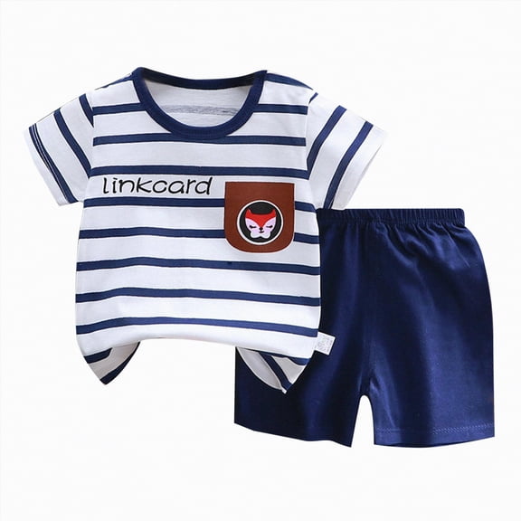 UAYOTSE Toddler Baby Boy Spring Summer Clothes Short Sleeve Color Block T-Shirt with Elastic Waist Set Summer Outfit Children Sleepwear Sets Baby Gift Sets,Sizes 3-6 Months