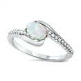 thumbnail image 4 of CHOOSE YOUR COLOR White Simulated Opal Swirl Ring .925 Sterling Silver Band CZ Female Size 8, 4 of 4