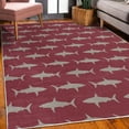 thumbnail image 3 of Sea Animals Decorative Rug, Sharks Swimming Horizontal Silhouettes Powerful Dangerous Wild Life, Quality Carpet for Bedroom Dorm and Living Room, 6 Sizes, Taupe Grey Raspberry, by Ambesonne, 3 of 4