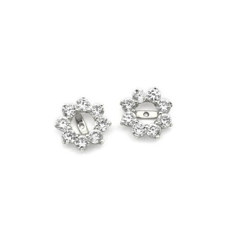 - 14k Yellow or White Gold 10mm Cubic Zirconia Halo Earring Jackets
