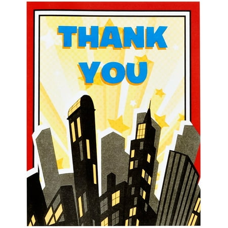 Superhero Comics Party Supplies 8 Pack Thank You Notes