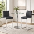 thumbnail image 3 of TesNus Bar Stools Set of 2 Black Faux Leather Modern C-Shaped Chrome Legs for Kitchen, 3 of 7