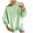 thumbnail image 1 of WEAIXIMIUNG Chemises à Manches Longues pour Femmes Entraînement Mode Décontractée Manches Longues Col Rond Chandails en Molleton Imprimé Rayé Pull Sans Capuche Haut, 1 of 8
