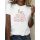 thumbnail image 1 of Women's Easter Bunny Graphic T-Shirt - Casual Crew Neck, Short Sleeve, Machine Washable - White withCamisetas de verano para mujer, manga corta, cuello redondo, casual, lindo, con gráficos, camisetas, 1 of 8