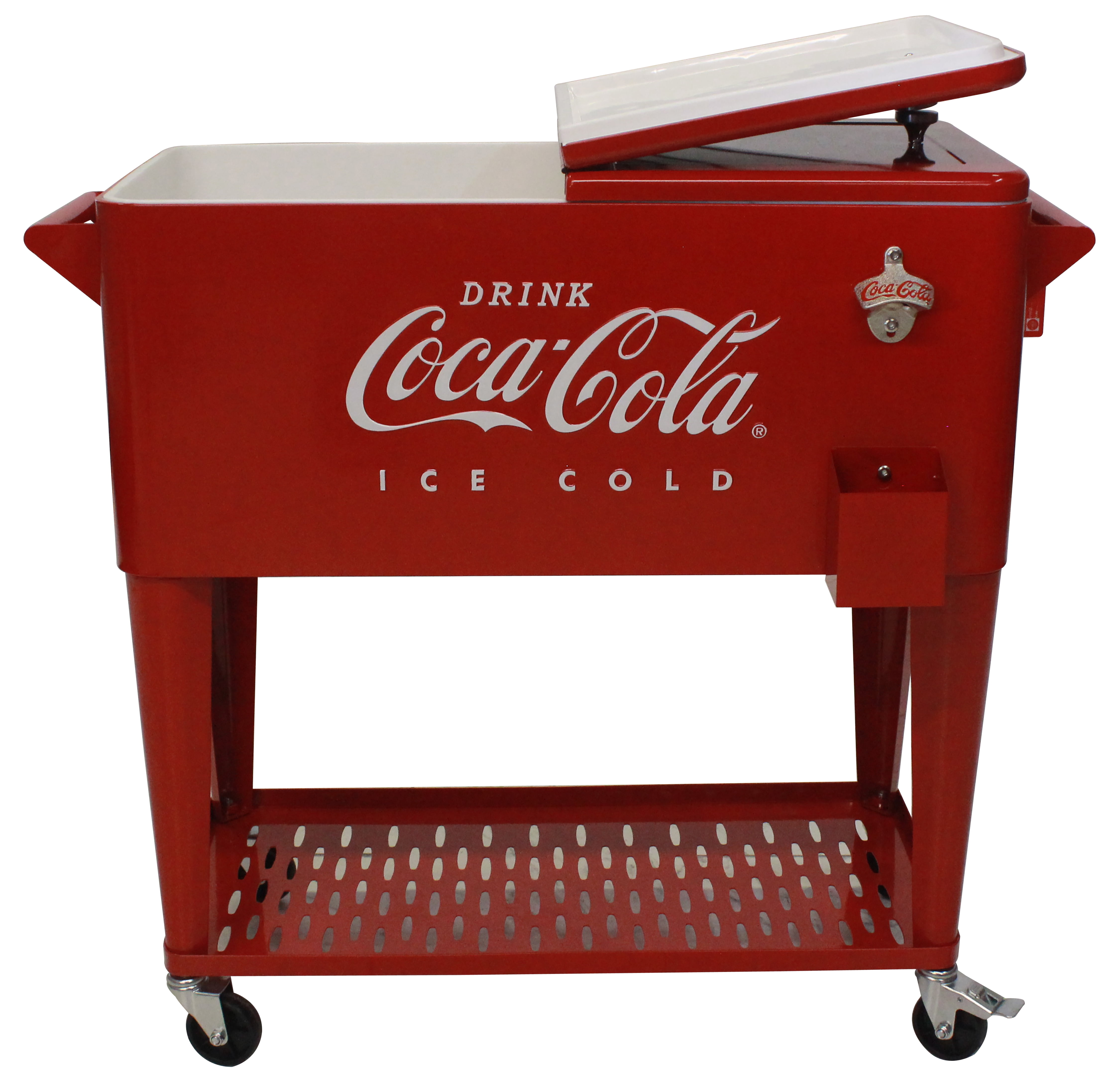 Leigh Country CP 98126 Metal 80 Qt. Coca-Cola Outdoor Patio Cooler with Tray - Red