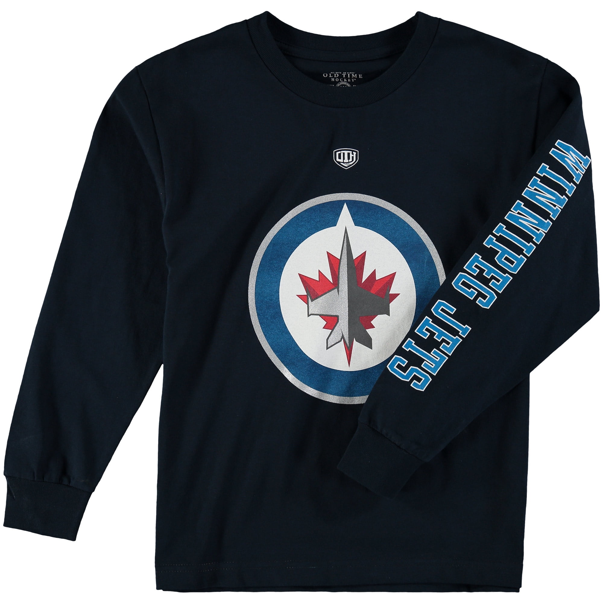 Winnipeg Jets Old Time Hockey Youth Two Hit Long Sleeve T-Shirt Navy by Old Time Hockey
