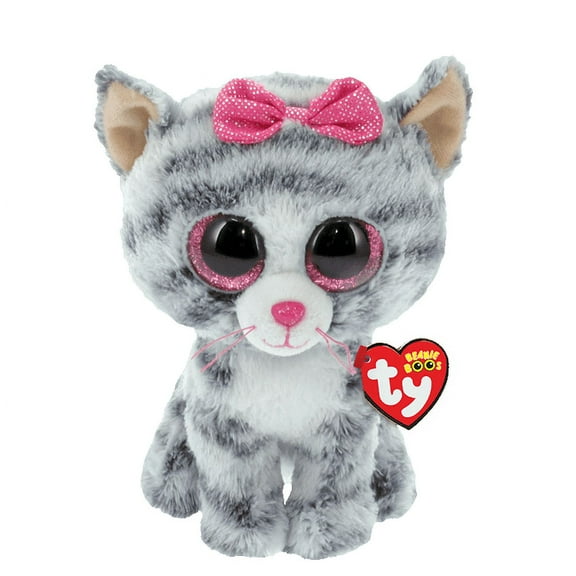 Ty Beanie Boo Kiki Cat Plush, Grey, Medium