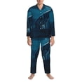 thumbnail image 3 of Lsque Lonely Night Wolf Pattern Long Sleeve Pajama Set for Men - Soft 2-Piece Sleepwear and Loungewear Set with Pockets, Comfy Nightwear-Medium, 3 of 7