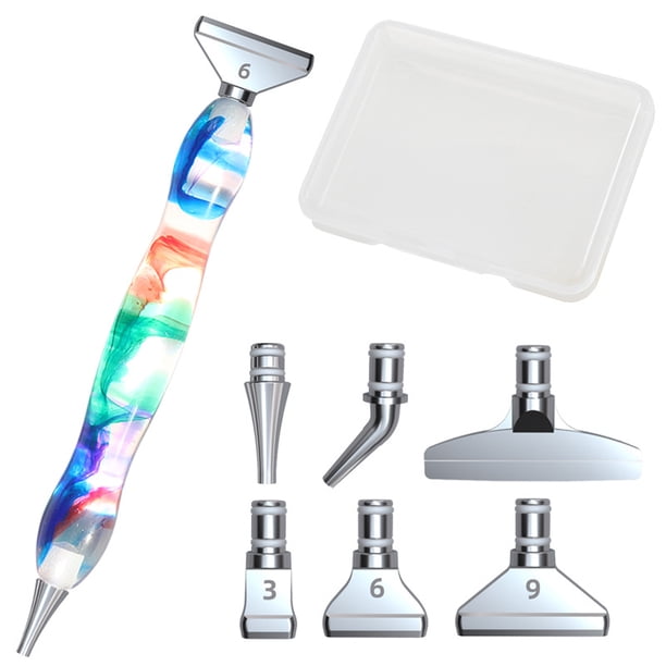 Kit de pluma de pintura de diamante con punta de acero inoxidable 6 piezas hecha a mano Herramienta de pintura de diamante 5D Accesorios para manualidades (color brillante) oso de fresa Electrónica