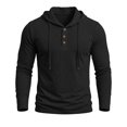 thumbnail image 4 of Ulitacool T Shirts For Mens Hooded Tee Shirts Long Sleeve Pullover Top With Pocket Blend Athletic Training Gym Workout Streetwear Comfortable Clothing Black, 4 of 8