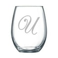 thumbnail image 1 of 4-pc Precious Script Personalized 15 oz Stemless Wine Glass, Letter U, 1 of 3