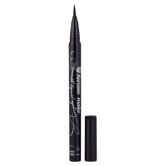 KissMe Heroine Make, Smooth Liquid Eyeliner, Ultra-Fine Brush, 01 Jet Black, 0.014 fl oz (0.4 ml)