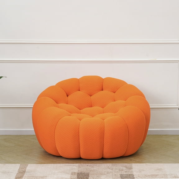 bokifol 48.43"Cloud Sofa,Modern loveseat Sofa Couch with 3D Honeycomb Shape Knit Fabric Sofa,Comfy Couches for Small Space,Bedroom,Apartment(Orange)
