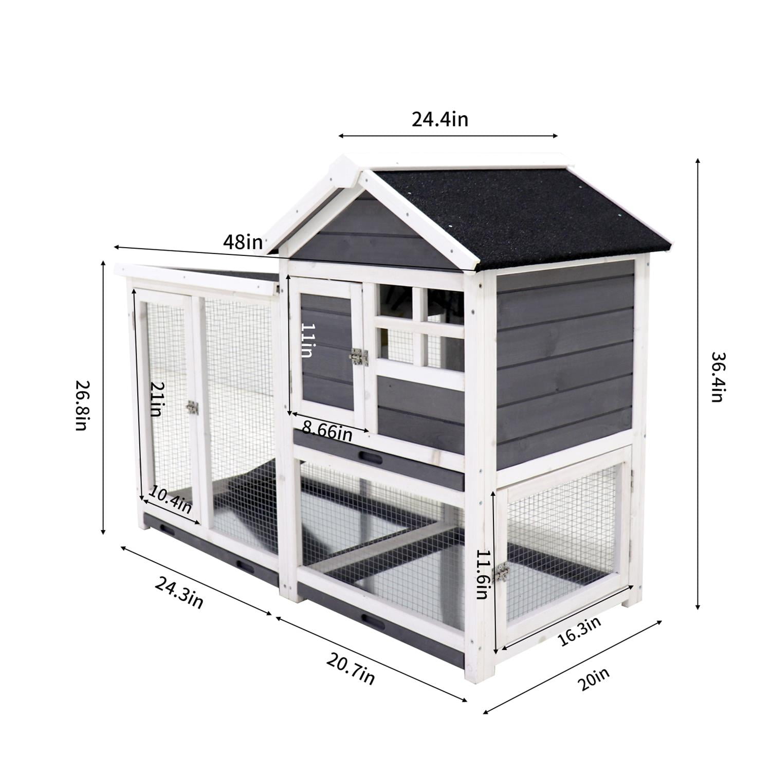 Pefilos 45" Wooden Rabbit Hutch for Outdoor, Chicken Coop for Indoor Bunny Cage Habitat with No Leak Tray, Guinea Pig Hutch, Gray Pefilos 45" Wooden Rabbit Hutch for Outdoor, Chicken Coop for Indoor Bunny Cage Habitat with No Leak Tray, Guinea Pig Hutch, Gray