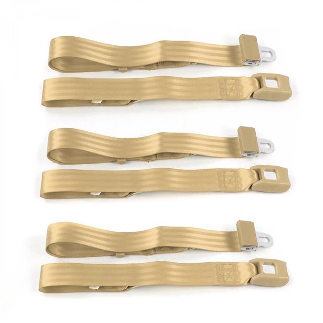 Standard 2 Point Tan Lap Bench Seat Belt Kit for 1959-1971 Triumph Herald - 3 Belts