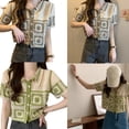 thumbnail image 2 of Yokua Hollow out Knit Tank Top Women Vintage Sweet Crochet Short Sleeve T Shirt, 2 of 20