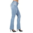 thumbnail image 4 of Fashion2Love Women's Juniors Butt Lift Push Up Mid Waist Ripped Distressed Boot Leg Jeans, 4 of 9