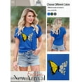 thumbnail image 7 of NFTOEIULA Women Butterfly Daisy Graphic Crew Neck Short Sleeve T-Shirt, 7 of 7