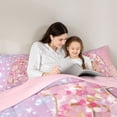 thumbnail image 5 of Feelyou Chic Pink Monogrammed A Bedding Comforter Set, Glitter Mermaid Scale Twin Comforter Sets, Dreamy Princess Cartoon Reversible Bedding Set, Breathable Home Decor, 2pcs, 5 of 8