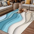 thumbnail image 3 of Outdoor Rug 4x6 Feet, Aqua Beige Ombre Entryway Rugs Floor Mats, Washable Runner Rug Non Slip, Modern Abstract Moire Art Geometric Indoor Outside Rugs for Patios/Porch/Camping, 3 of 9
